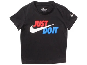 Nike Little Boy's T-Shirt Short Sleeve Crew Neck Faux JDI Black - Picture 1 of 10