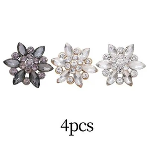 4x Rhinestone Buttons Crafting Jewelry Making Embellishments Brooches Decor - Picture 1 of 15