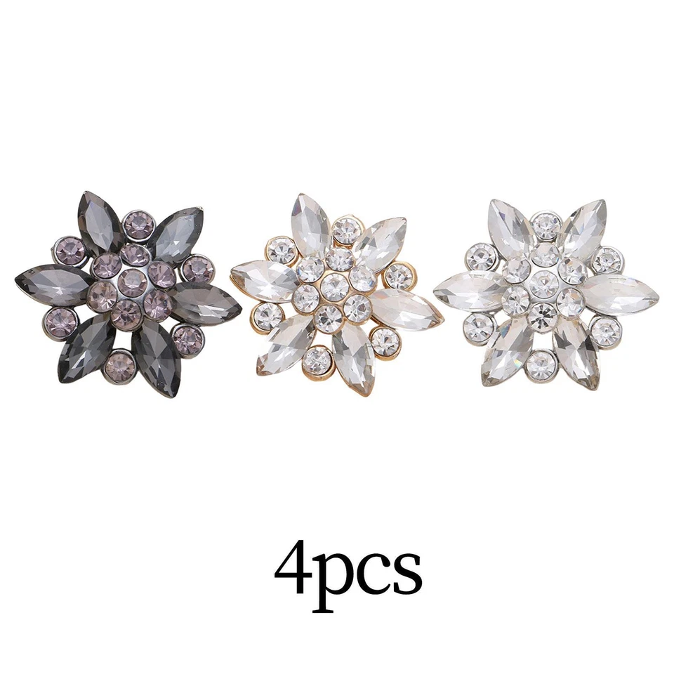 4x Rhinestone Buttons Crafting Jewelry Making Embellishments Brooches Decor - Image 1 of 1