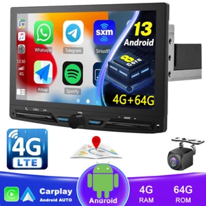 1DIN Rotatable 10.1'' Touch Screen Car Stereo Radio CarPlay In-Dash 4+64G 8 Core - Picture 1 of 15