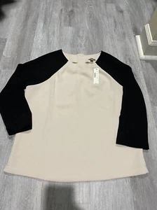 J Crew neu creme und schwarz 3/4 Ärmel Colorblock Baseball Stil Top Größe 4 - Bild 1 von 4