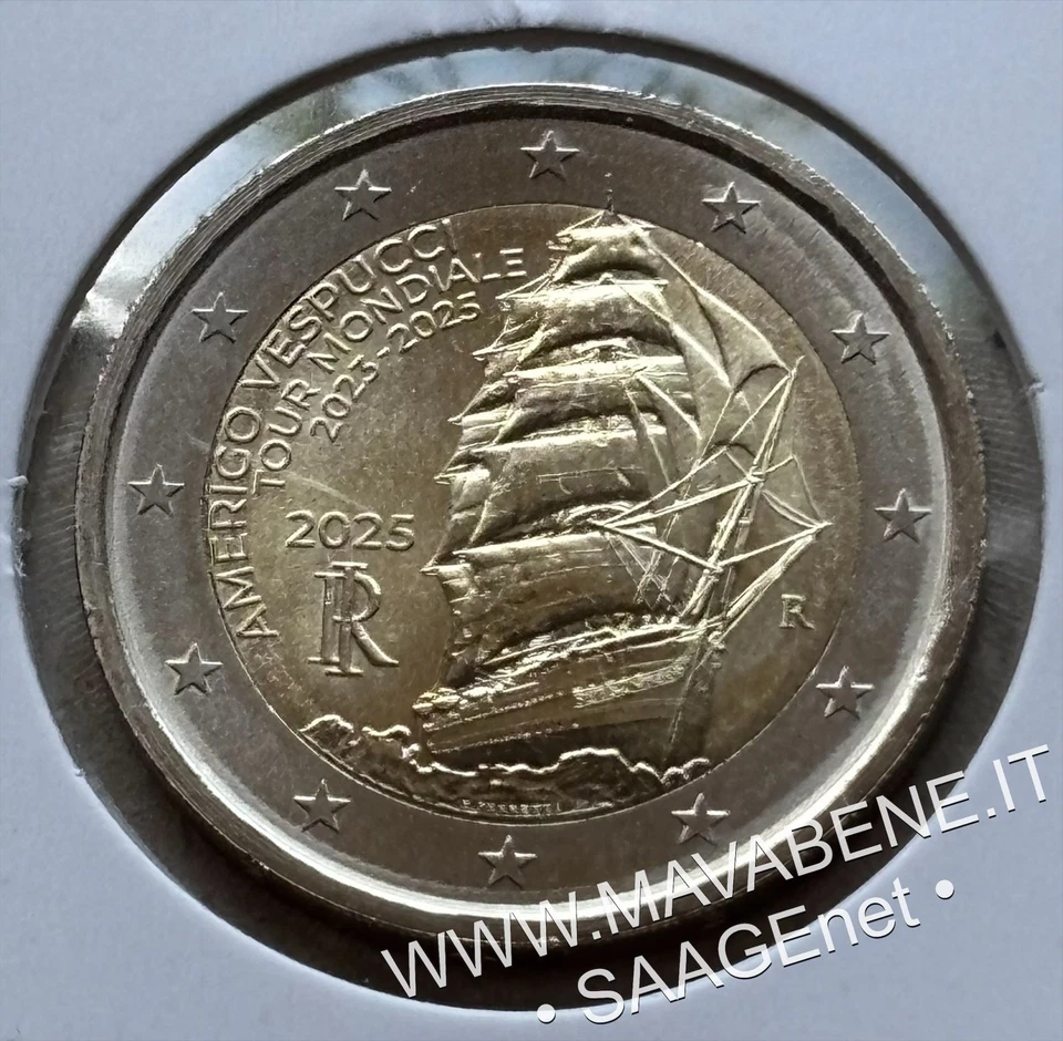 ITALIA 2025 AMERIGO VESPUCCI MONETA 2 EURO NUOVA FDC in cartoncino protettivo — 第 1/1 张图片