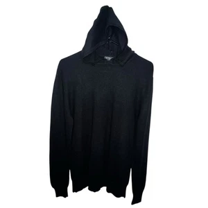 Saks Fifth Avenue Modern Men’s Black Cashmere Wool Hooded Pullover Sweater Small - Picture 1 of 10