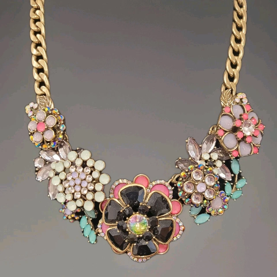 Vintage Joan Rivers Classics Collection Statement Sparkle Necklace Floral Signed - Image 1 of 4