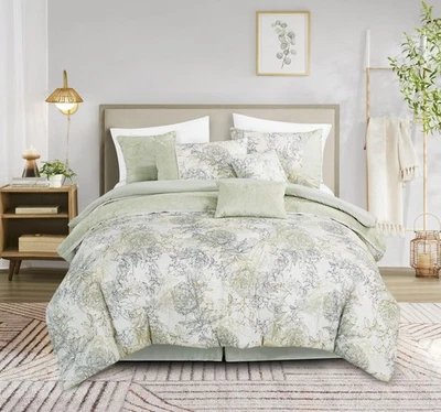 Chezmoi Collection Luxury 7-Piece Floral Embroidered Botanical Comforter Set - Image 1 of 4