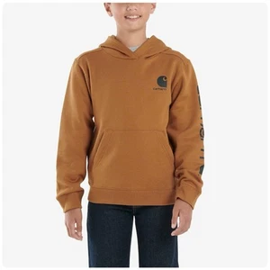 Carhartt Classic Graphic Logo Hooded Sweatshirt Brown Youth Size XL - Picture 1 of 11