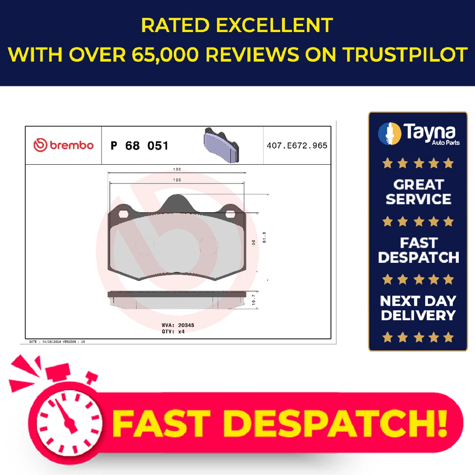 Juego Pastillas Freno Se Adapta a MORGAN AEROMAX 4.4 Delantero 08 a 09 N62B44A Calidad Brembo Nuevo Foto 1 de 4