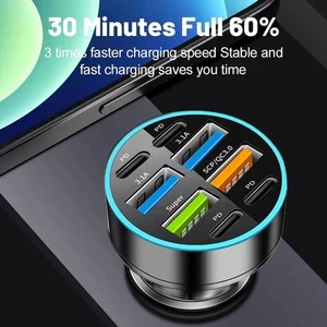 Chargeur de voiture pratique et efficace avec écran numérique et 4 ports USB - Photo 1 sur 12