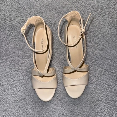 Nine West GERBERA Women's Beige Leather Strappy Stiletto Heels Size 7M - Image 1 of 4