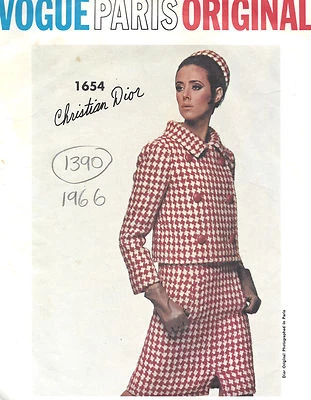 1966 Vintage VOGUE Sewing Pattern B34 SUIT BLOUSE JACKET DRESS (1390R) Dior - Image 1 of 2