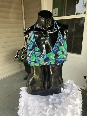NUEVO SIN ETIQUETAS Ann Taylor LOFT BEACH Bikini Reversible, Halter Natación TOP Talla Mediana  Foto 1 de 4