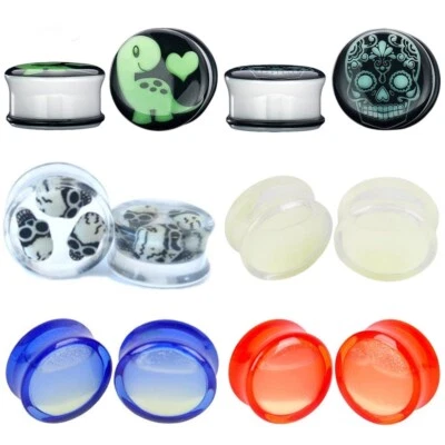 Expansor de oreja que brilla en la oscuridad tapón piercing estirador túnel joyería para mujer 1 pieza Foto 1 de 4