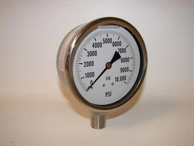 NEW 4" 0-10000psi 316 Stainless Steel Hydraulic Pressure Gauge 1/2" NPT Male 10k - Image 1 of 4