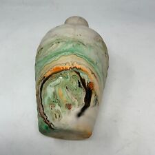Nemadji USA Pottery Vase Vintage Green Orange Black swirl native Minnesota 8 in
