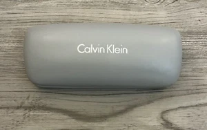 Calvin Klein Used Gray Faux Leather Hard Clam Shell Sunglasses Eyeglasses Case - Picture 1 of 4