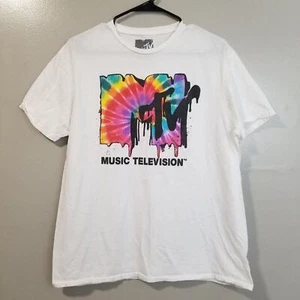 Camiseta para hombre MTV Music Television blanca gráfica de algodón grande - Imagen 1 de 4