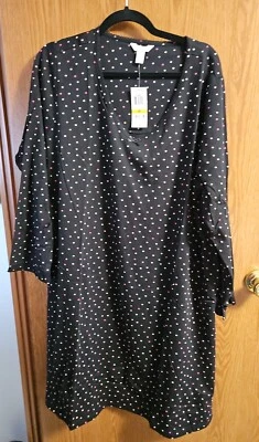 CHARTER CLUB Plus Size 3X Black Polka Dots  Blouse Shirt Top Women. NWT - Image 1 of 4