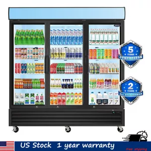 70 Cu.ft Commercial Glass Door Refrigerator 3 Swing Door Reach-In Merchandising - Picture 1 of 12