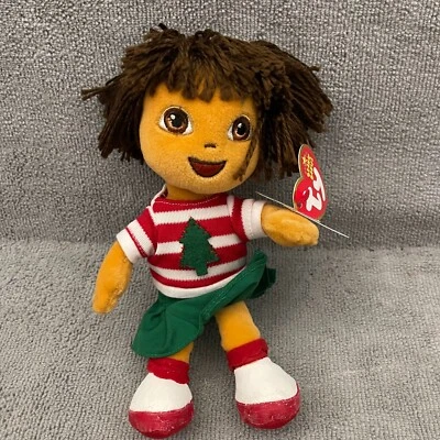 Ty Beanie Babies Dora The Explorer Christmas Holiday Stuffed Toy with Tag 2006 - Image 1 of 4