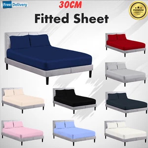 26CM Full Fitted Extra Deep Sheet Bed Sheets Single Double King Super King Sizes - Picture 1 of 20