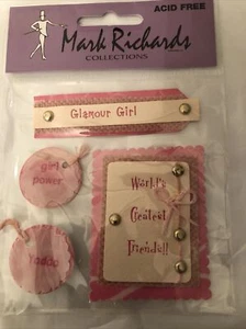 Mark Richards Handmade Stickers - Glamour Girl Pink 4 Pcs - NEW!  - Picture 1 of 8