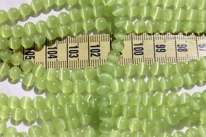 6mm Cat's Eye Fiber Optic Beads 14" Strand/ Pale Green/avg. 65pcs - Picture 1 of 1