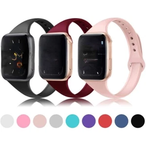 Slender Silicone iWatch Band Sport Strap For Apple Watch Series 9 8 7 6 5 4 3 SE - Picture 1 of 31