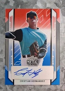 #BA-CH2 Cristian Hernández 2021 Hoja Metal Draft Rojo, Blanco y Azul Chicago Cubs - Imagen 1 de 2