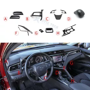 Carbon Fiber Style Interior Overlay Cover Combo Kit For Toyota Camry 2018-2024 - Picture 1 of 19