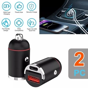 2Pcs Dual Port 100W USB Type-C Car Charger QC4.0 PD3.0 USB Fast Charging Adapter - Picture 1 of 6
