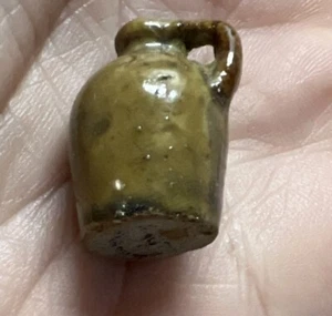 1880s TINY MINIATURE TOY POTTERY JUG ONLY 1”TALL ONE OF THE TINIEST I'VE SEEN - Picture 1 of 5