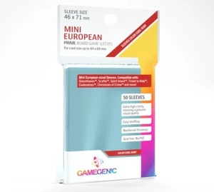 50 mangas de juego de mesa mini europeas tamaño tarjeta Gamegenic transparentes 46 x 71 mm - Imagen 1 de 5