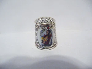 THIMBLE SILVER-PLATED SIEGFRIED FLITSCH ENAMEL HUMMEL CHRISTMAS '85 GUIDING LIGH - Picture 1 of 5