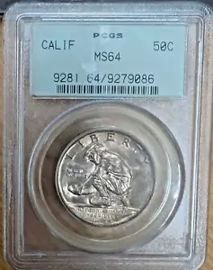 1925-S 50c California Commem Silver Half Dollar PCGS MS64 SCARCE OGH - FREE SHIP - Picture 1 of 6
