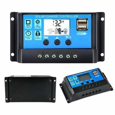 10A 20A 30A LCD Solar Charge Controller 12V/24V Solar Battery Charger Regulator