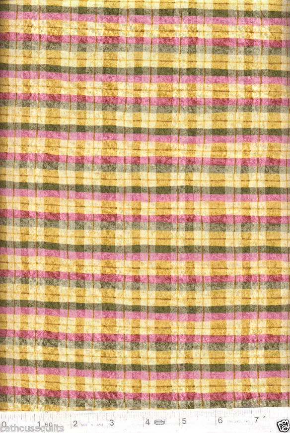 Tela de edredón a cuadros rosa dorado verde primavera - cuarto de grasa Foto 1 de 1