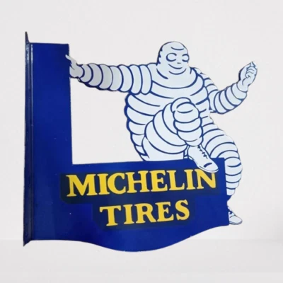 Michelin Tyre Rare Porcelain Enamal Heavy Metal 22x18 " With flange Double Side - Image 1 of 2