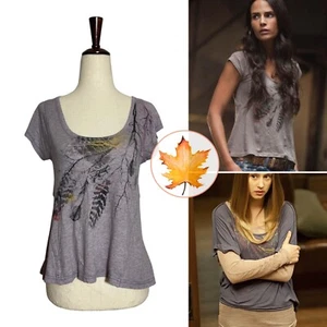 RARE Cap Sleeve Trapeze Hem Feather Graphic Tee XS ASO Mia Toretto Fast Five - Picture 1 of 9