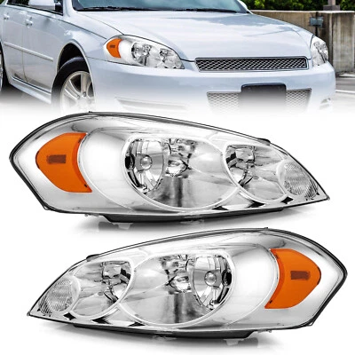 2PCS Headlights For 2006-2013 Chevy Impala 2006-2007 Monte Carlo Chrome LH+RH - Image 1 of 4