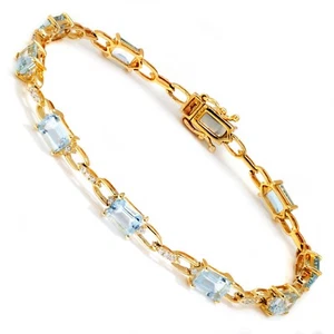Aquamarin Tennisarmband mit Diamanten Gelbgold 7,25" - Bild 1 von 6