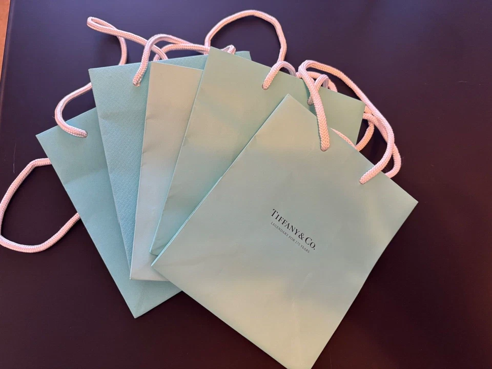 Set of 5 Tiffany & Co. Small 6" x 5"  Blue Paper Shopping Gift Bags - Image 1 of 1