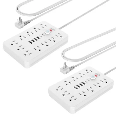 JouleLoom Power Strip Surge Protector with 11 Outlets 4 USB & 2 USB C Ports 2PCS - Image 1 of 4
