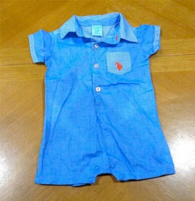 EE. UU. POLO ASSN. MAMELUCO BOTÓN AZUL CLARO NIÑOS ROPA TALLA 6/9 MESES Foto 1 de 3