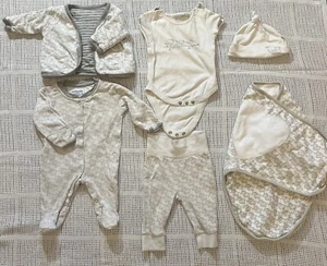 JoJo Maman Bebe my Elephant newborn unisex clothes 5 items 0-3 +swaddle blanket - Picture 1 of 6