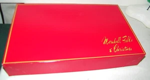 MARSHALL FIELD'S & Christmas Gold Lettering Red Gift Box 2 x 10 x 15" Vintage - Picture 1 of 5