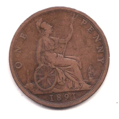 1891 Great Britain Penny---Milk Chocolate Patina & Very Strong Details !!  - Image 1 of 2