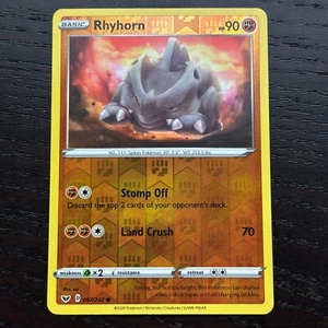 Rhyhorn 097/202 Pokemon Sword & Shield Base Set Reverse Holo Common Card NM - Picture 1 of 2