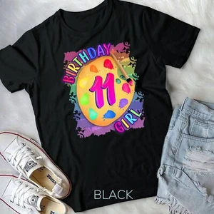 Birthday Girl 11 Year Old Art Painting Party 11th Birthday Unisex T-shirt - Picture 1 of 11
