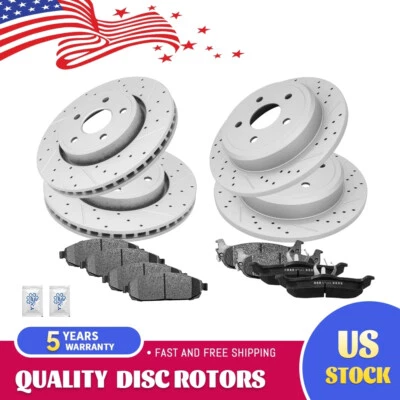 Front Rear Drilled Rotors Brake Pads for 2005-2010 Jeep Grand Cherokee Commander - Image 1 of 4