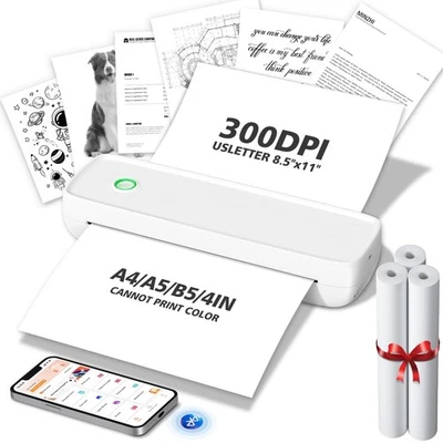 Inkless Portable Printer for Travel, Wireless Printer Supports 8.5 x 11 Inch ... - Image 1 of 4